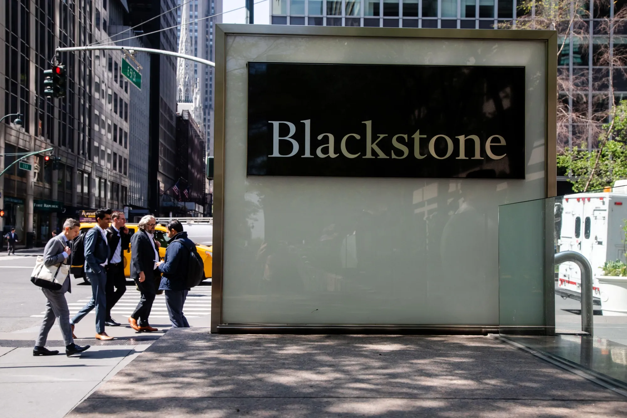 Outside Blackstone headquarters in New York.