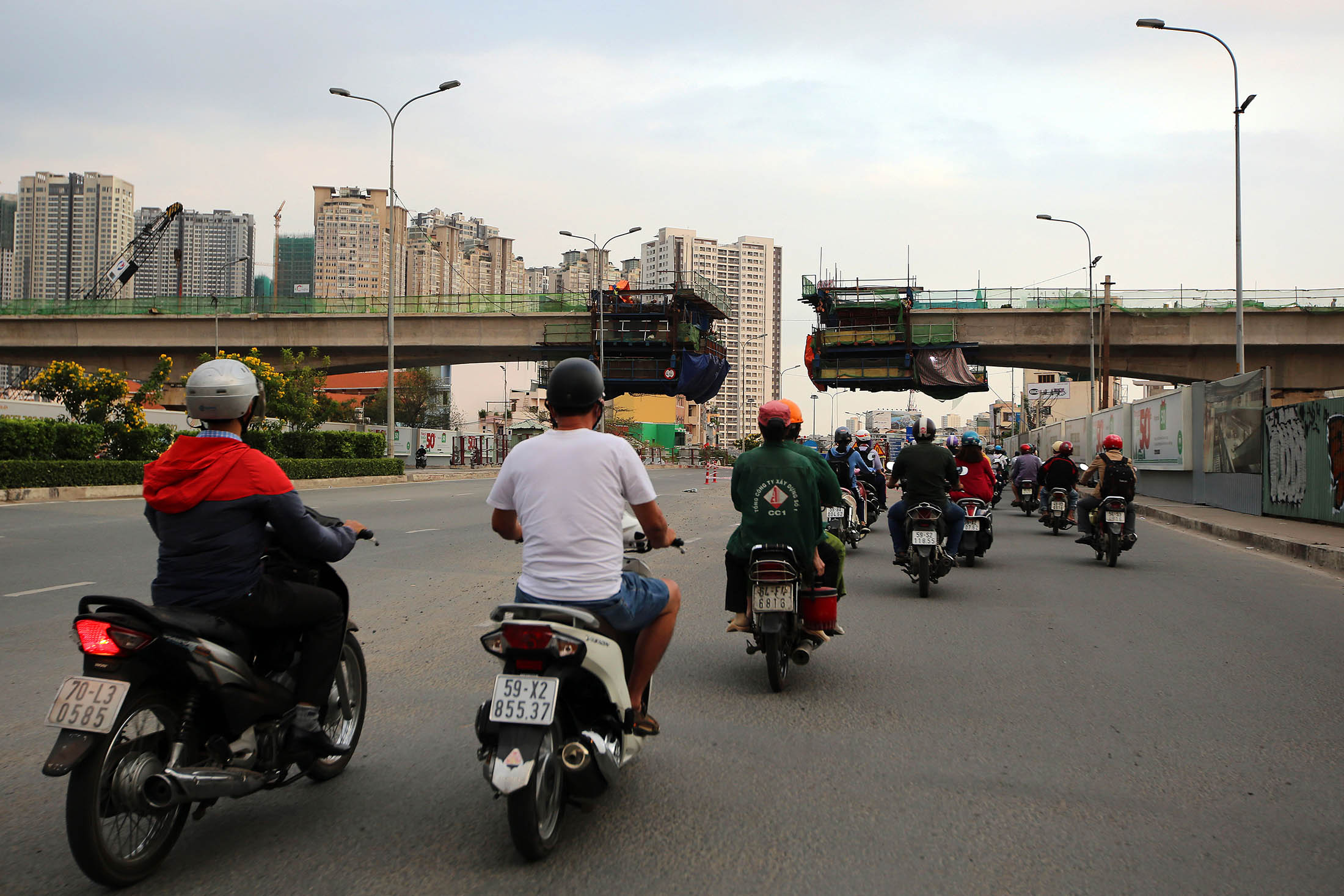 Construction continues on a bridge in Ho Chi Minh City.
