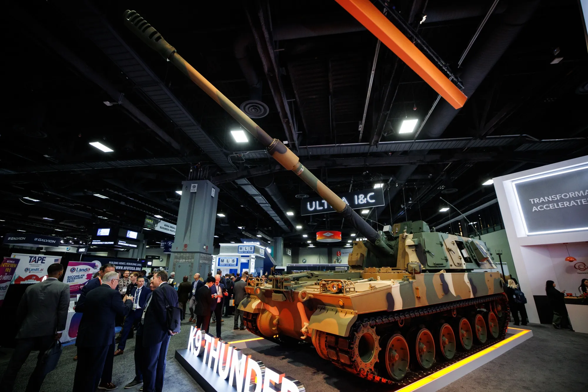 The Hanwha Aerospace booth during a defense exhibition in Washington, DC, in October.