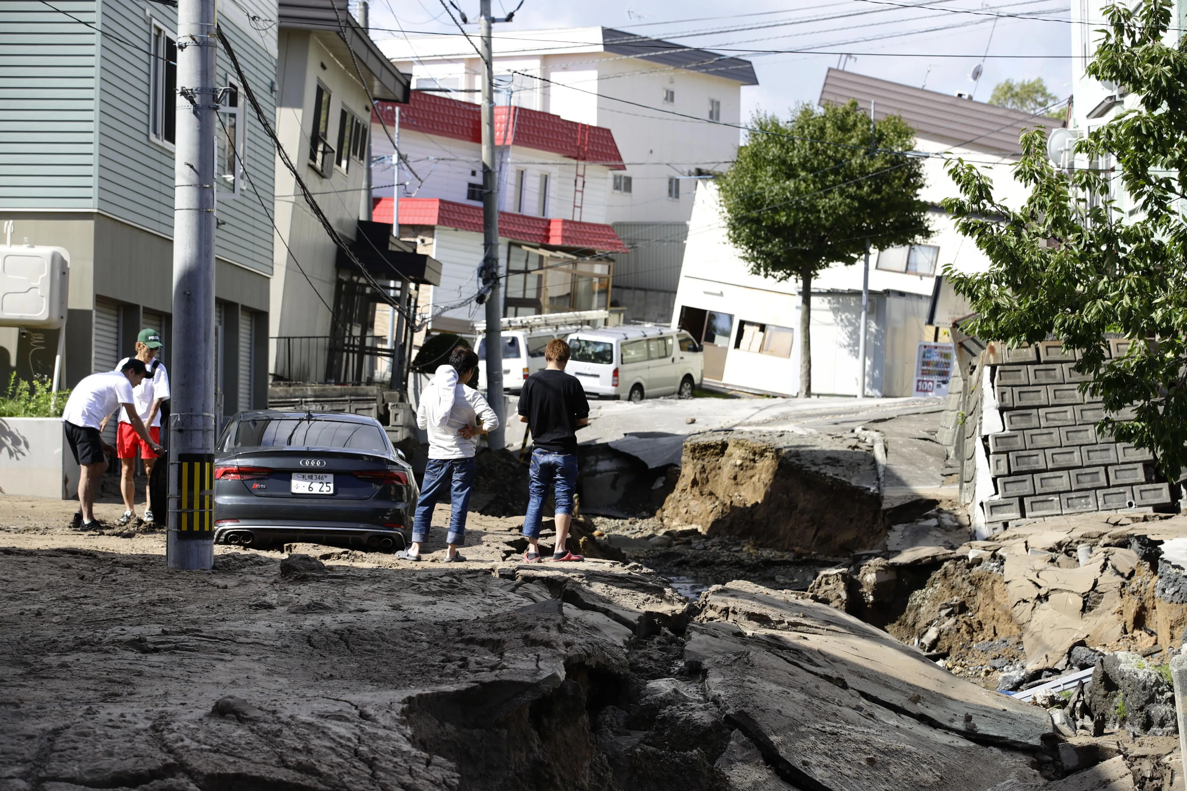 A heavily damaged road in Sapporo, Hokkaido on Sept. 6.