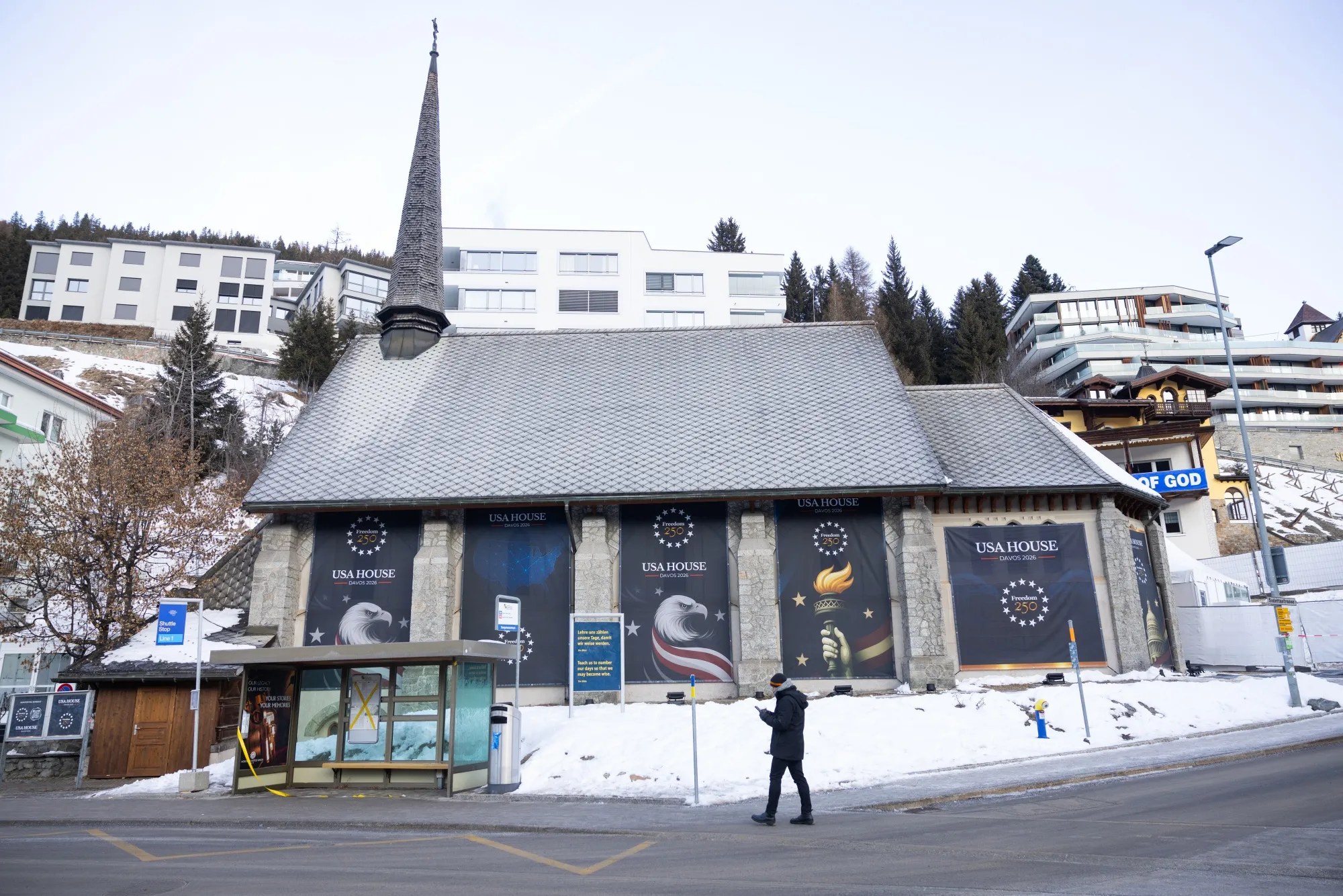 The USA House ahead of the World Economic Forum in Davos.