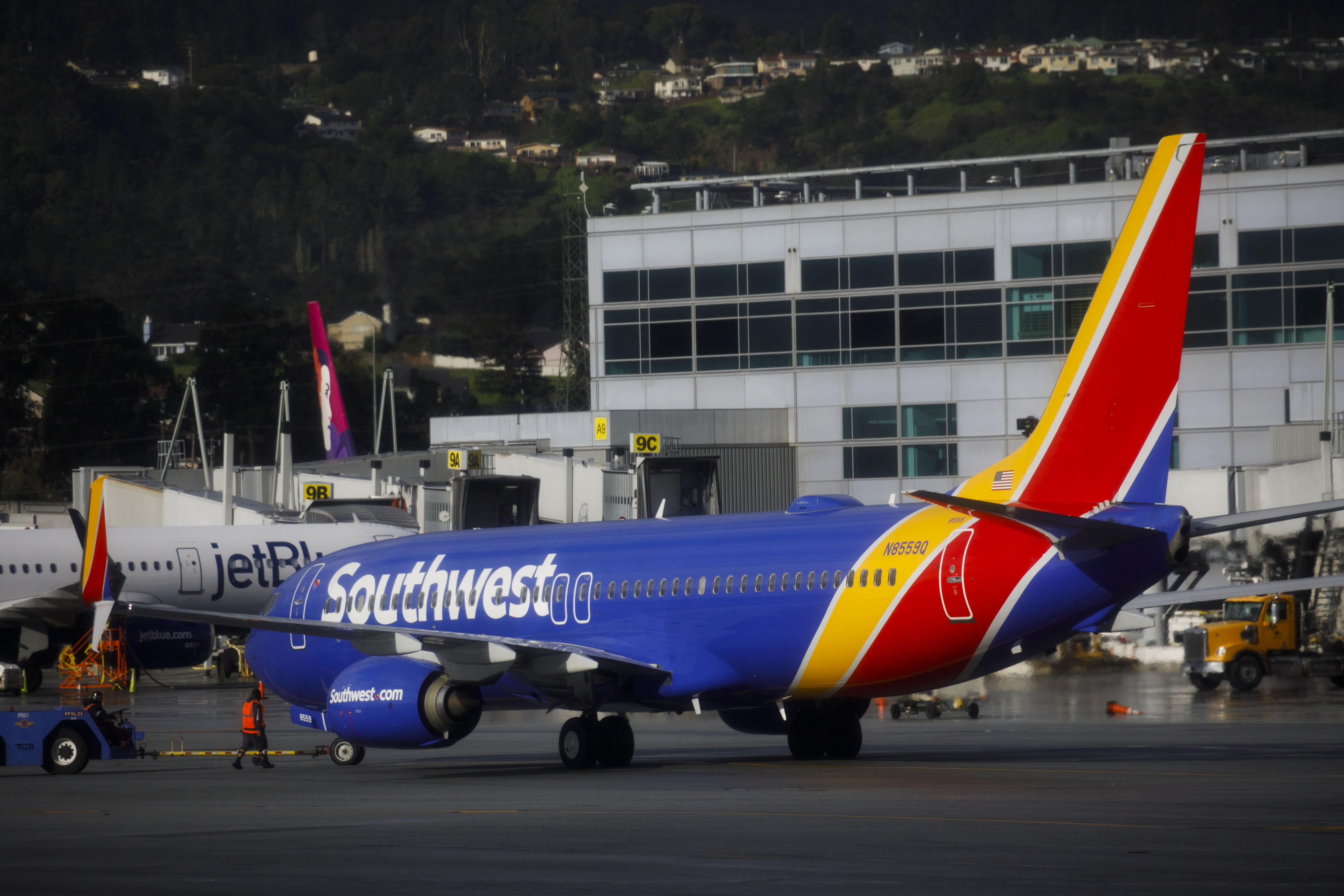 Southwest Airlines Co. Planes At SFO As Company Sees $150 Million Revenue Hit 