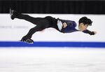 ]Nathan Chen performs his men's free program during the Skate Canada figure skating event Saturday, Oct. 30, 2021, in Vancouver, British Columbia.  Chen, 22, has taken the men's version of the sport to new heights. (Darryl Dyck/The Canadian Press via AP, File)
