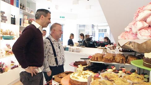 Chef Ottolenghi gives Bloomberg's London critic a peek at the cakes, baked just upstairs.