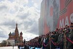 Russian President Vladimir Putin gives a speech during the Victory Day military parade at Red Square on May 9.