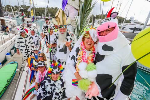The crew of Holy Cow took home the prize for "Best Themed Boat" during the Prix d’Elegance, a more lighthearted competition for vessels that weren't racing that day.