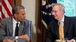 U.S. President Barack Obama, left, talks to Senate Minority Leader Mitch McConnell, a Republican from Kentucky, during a meeting with members of Congress on foreign policy in Cabinet Room of the White House in Washington, D.C., U.S., on Thursday, July 31, 2014