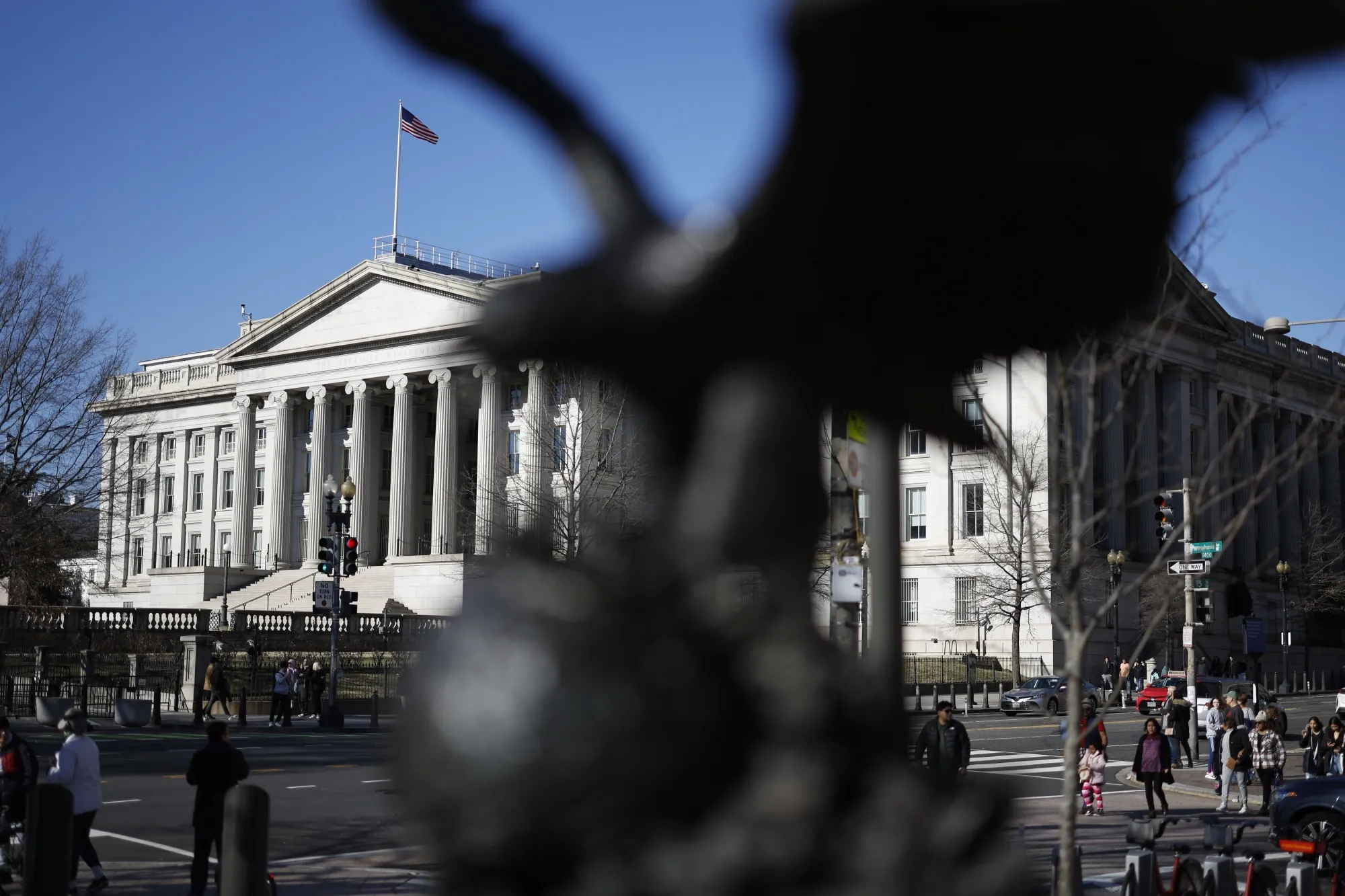The US Treasury building in Washington, DC.