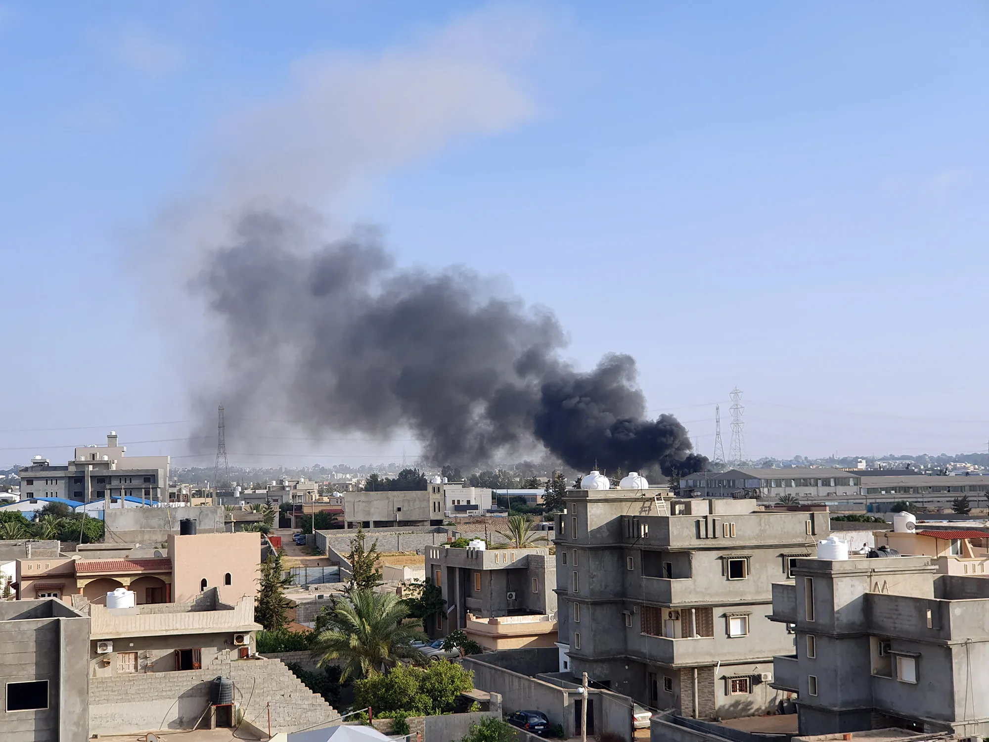 A reported airstrike by forces loyal to&nbsp;Khalifa Haftar,&nbsp;south of Tripoli on June 18.