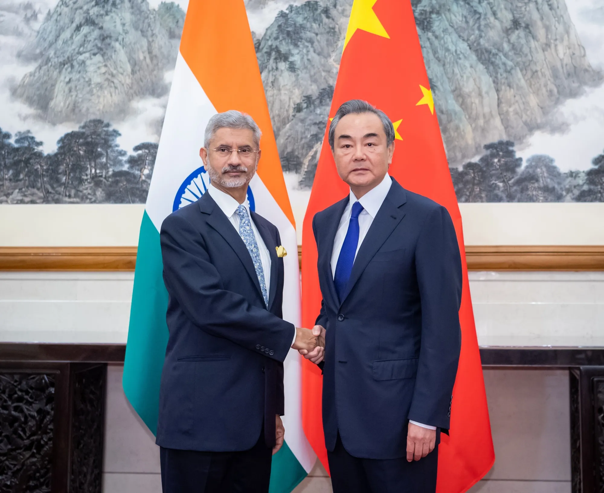 Wang Yi, right, with Subrahmanyam Jaishankar in Beijing in 2019. 