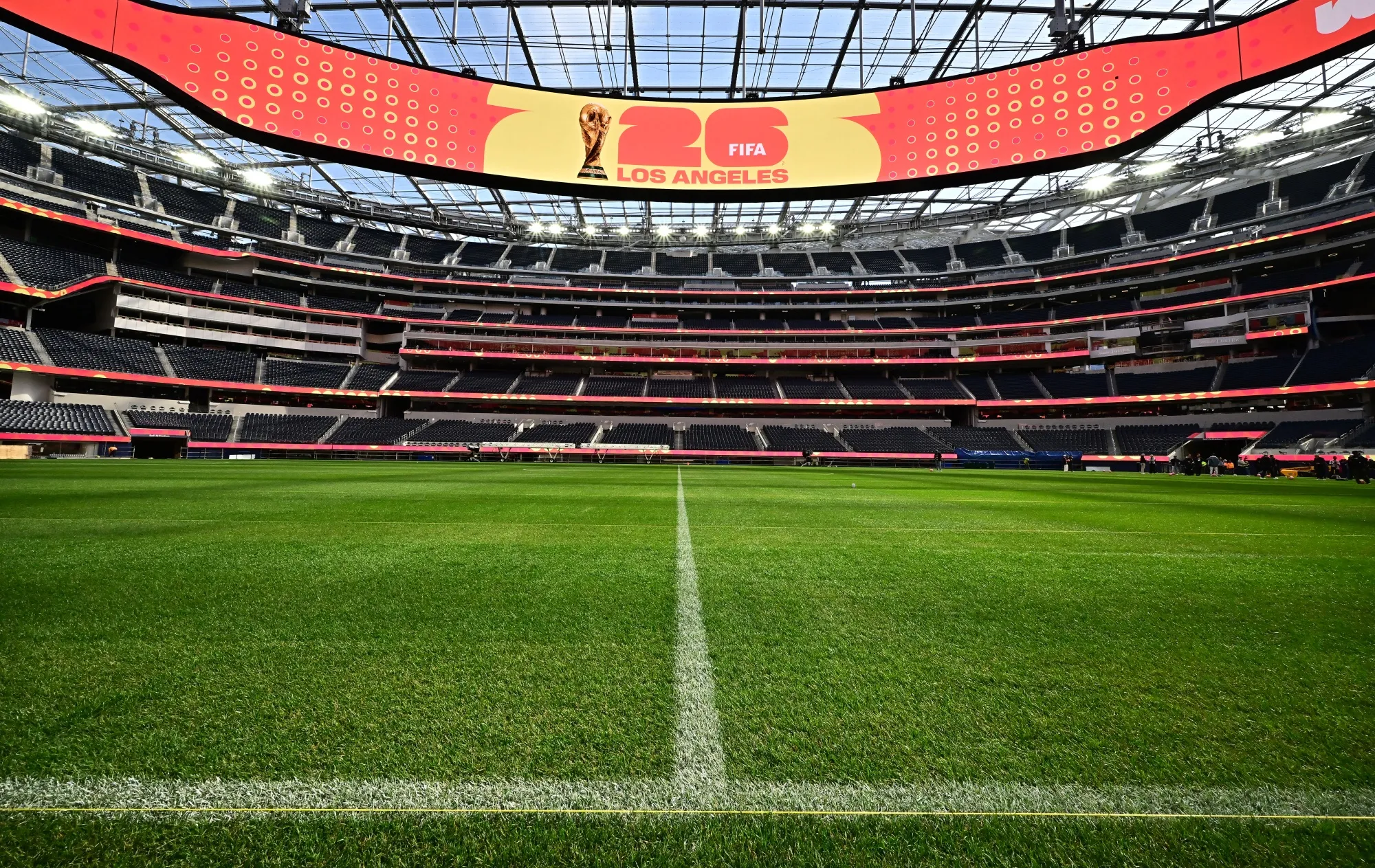 The new test pitch for the 2026 World Cup at Sofi Stadium.