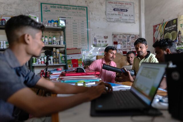 Farmers at an FPO office in Wardha, Maharashtra. The idea behind FPOs is not new to India, but cooperatives have had a mixed record. The FPO structure sits somewhere between a company and a cooperative, usually with limited membership and shared voting rights.