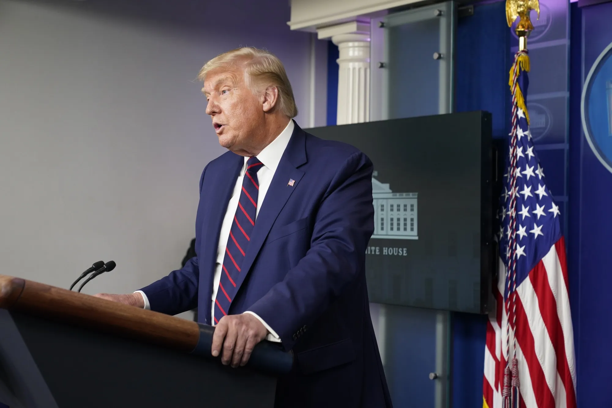 President Donald Trump speaks during a news conference&nbsp;at the White House on&nbsp;Sept. 4.&nbsp;