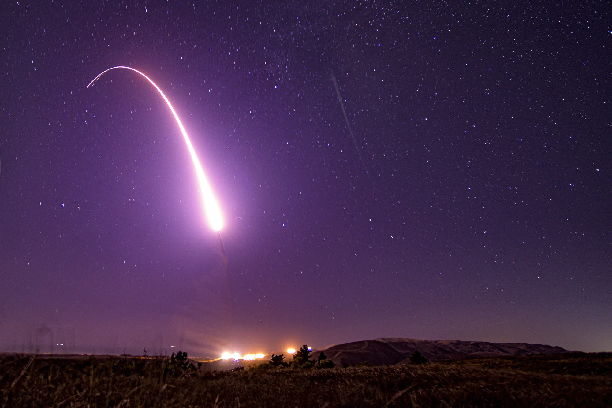 An unarmed Minuteman III intercontinental ballistic missile launches during an operational test at Vandenberg Air Force Base, California in 2019.