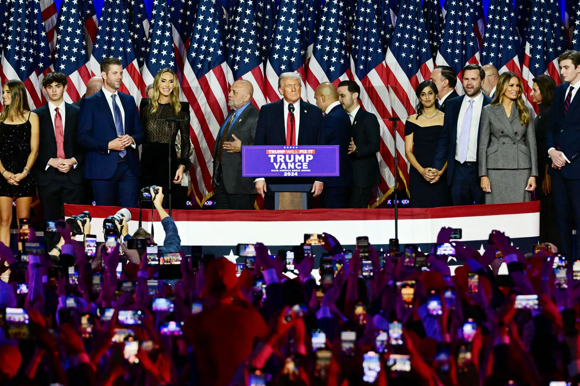 Donald Trump at the West Palm Beach Convention Center on Nov. 6.