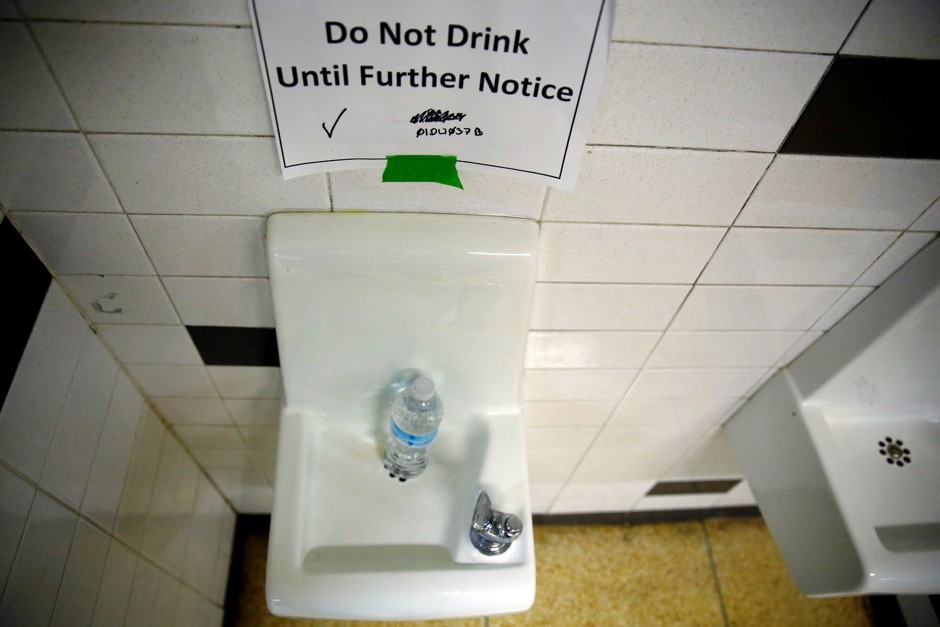 A water fountain at a school in Flint, Michigan, in May 2016.