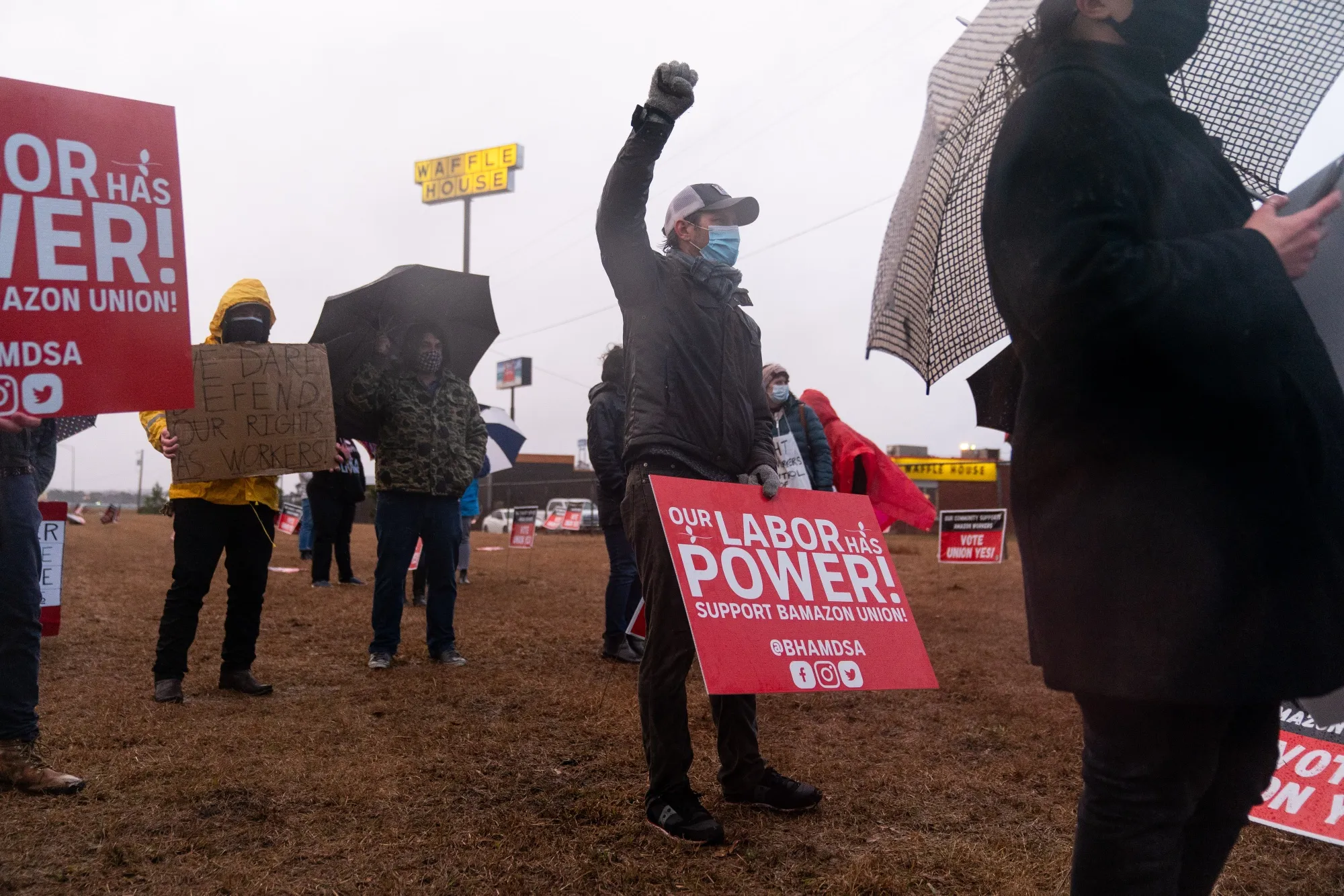 A pro-union demonstration in Bessemer, on Feb. 6.
