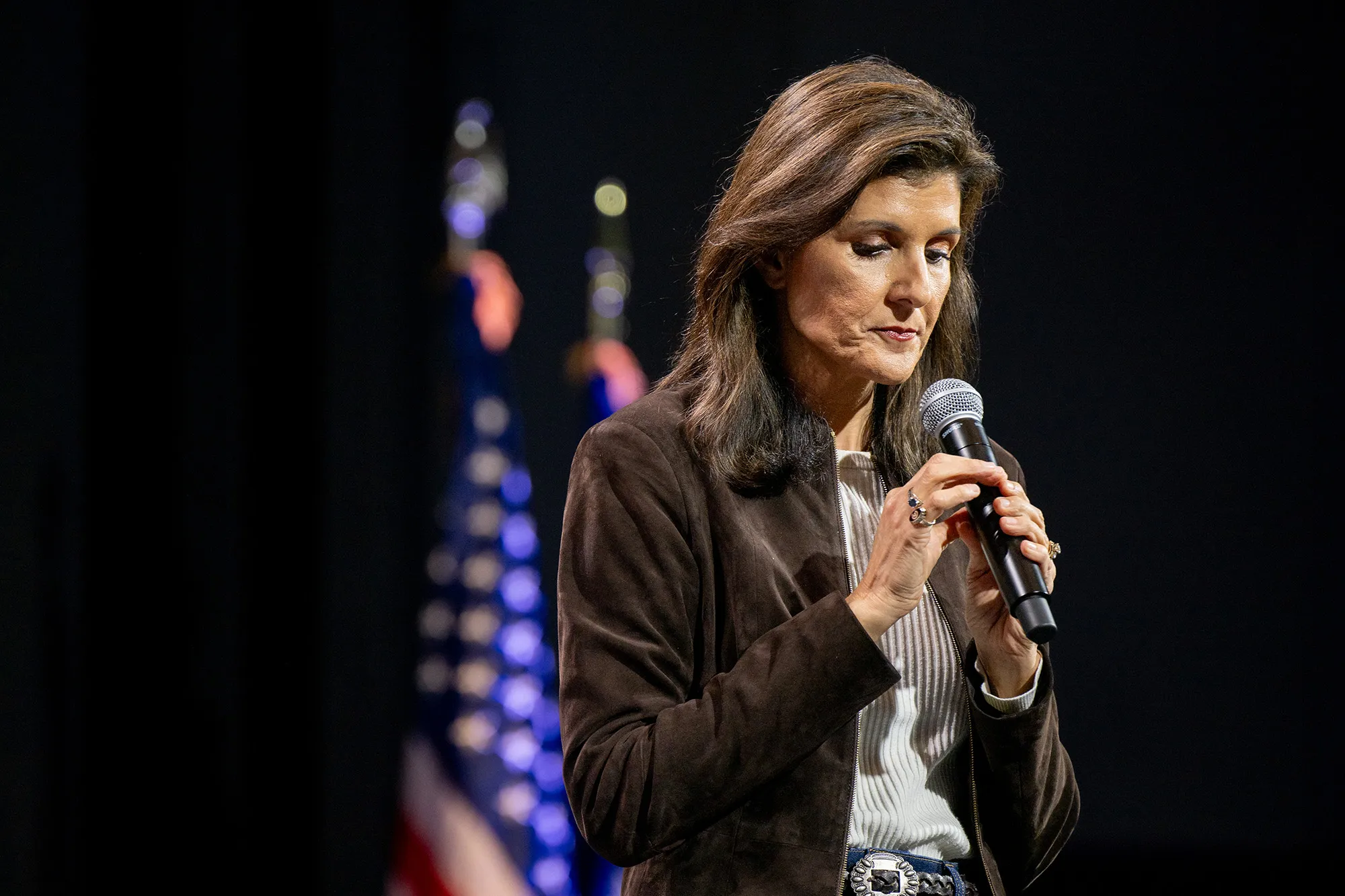 Nikki Haley speaks during a campaign rally&nbsp; in Aiken, South Carolina on Feb. 5.&nbsp;