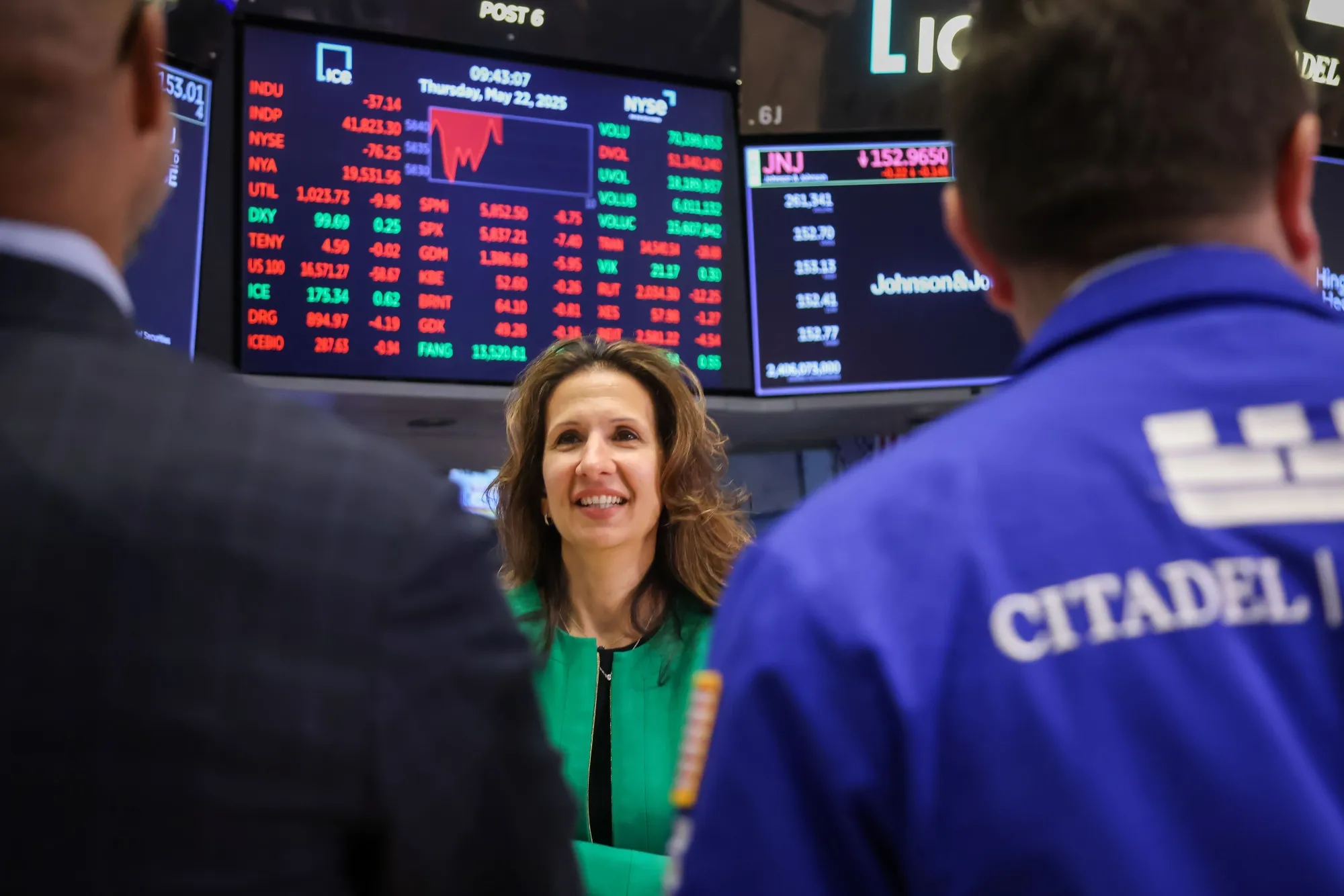 NYSE Group Inc. President Lynn Martin&nbsp;on the floor of the New York Stock Exchange (NYSE) in May.