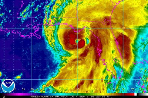 Hurricane Hermine off the coast of the state of Florida.