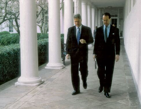 Bowles with his boss, Clinton, at the White House in 1995