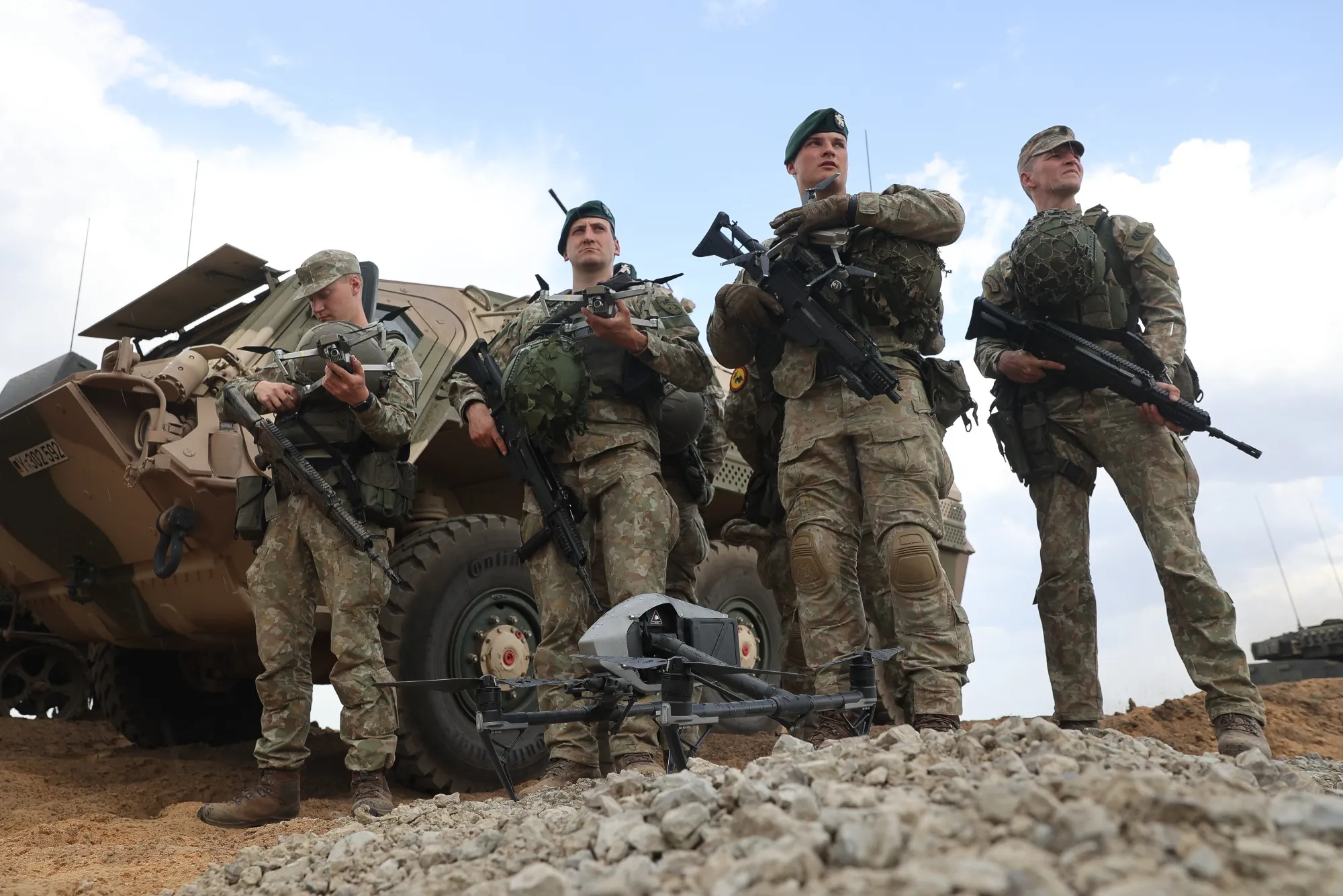 Lithuanian soldiers during the NATO Quadriga military exercise in Pabrade, Lithuania, on May 29.