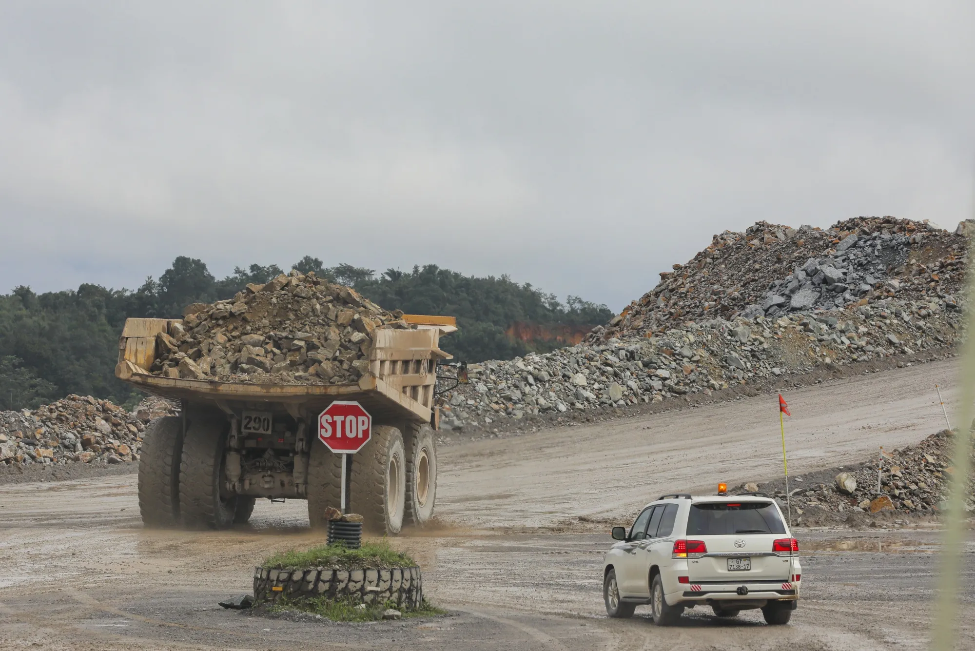 A truck transports ore at a Gold Fields mine in Tarkwa, Ghana.