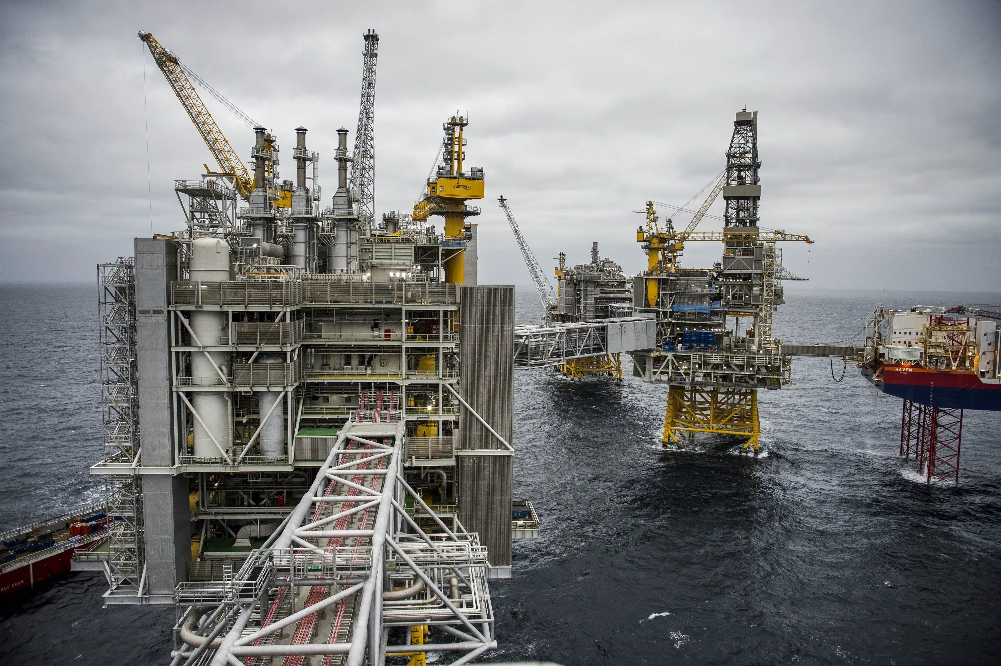 The processing, drilling and production platforms stand&nbsp;in the North Sea.