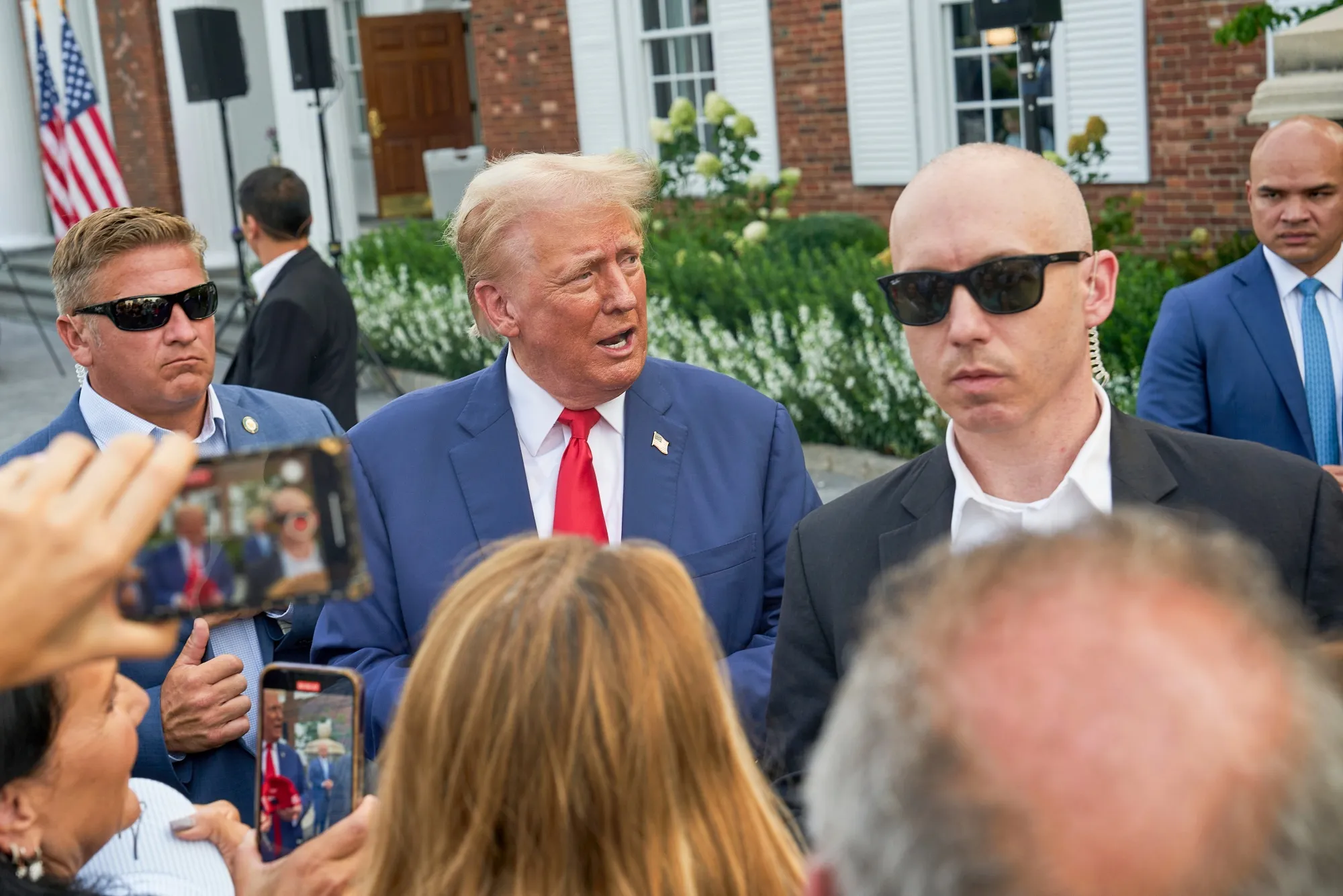 Donald Trump following a news conference at Trump National Golf Club in Bedminster, New Jersey, on Aug. 15.
