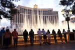 People view the water fountains at the Bellagio Resort & Casino in Las Vegas.