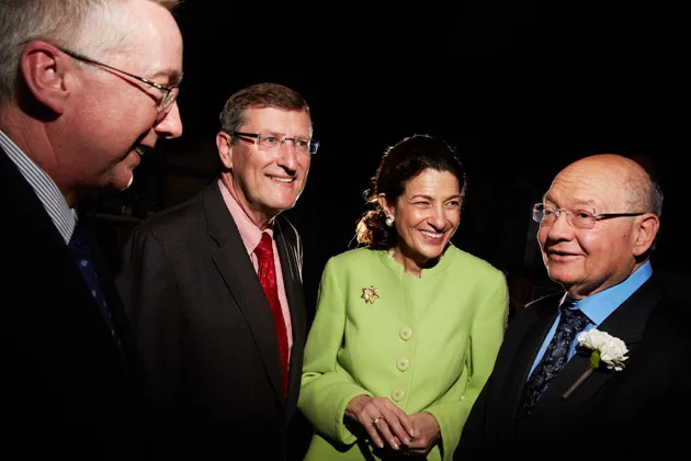 On their way out. From left, Davis, Conrad, Snowe, and Ackerman