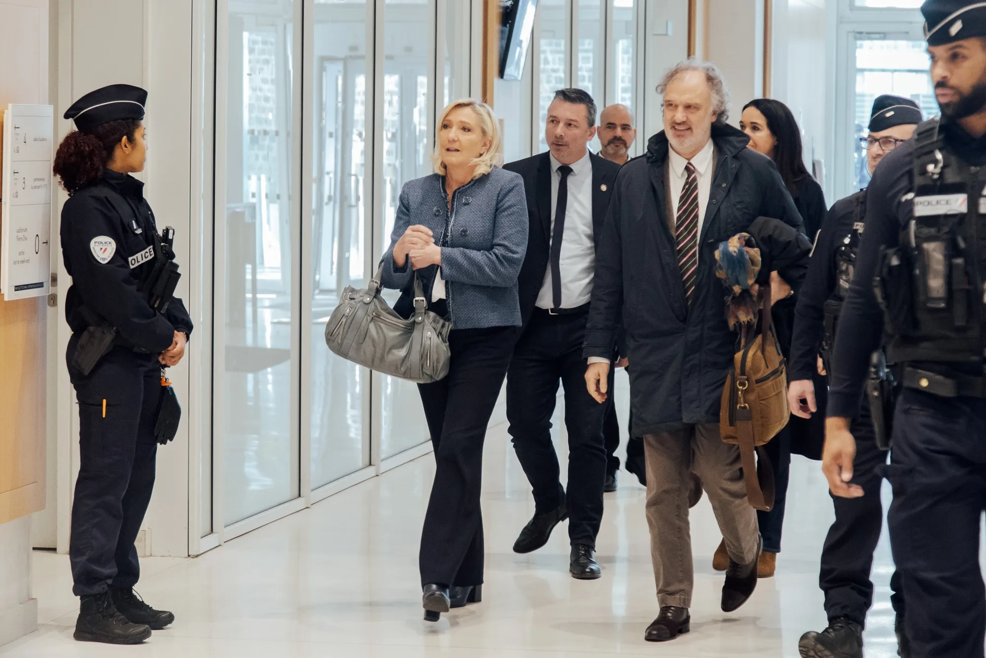 Marine Le Pen arrives at a court in Paris on March 31.