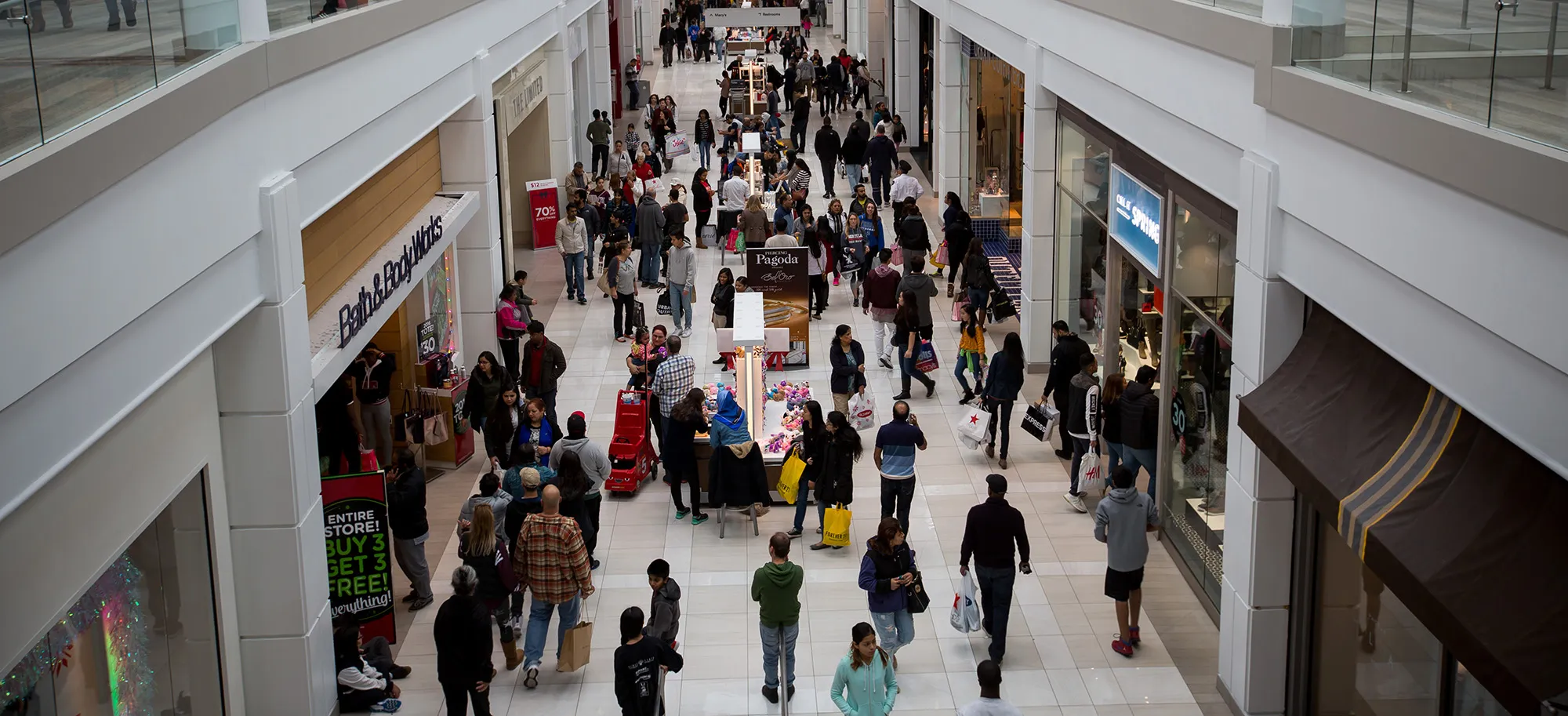 Shoppers walk through the Menlo Park Mall in Edison, New Jersey.