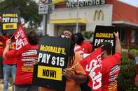 Labor Activists And McDonald's Workers Strike To Demand $15 An Hour
