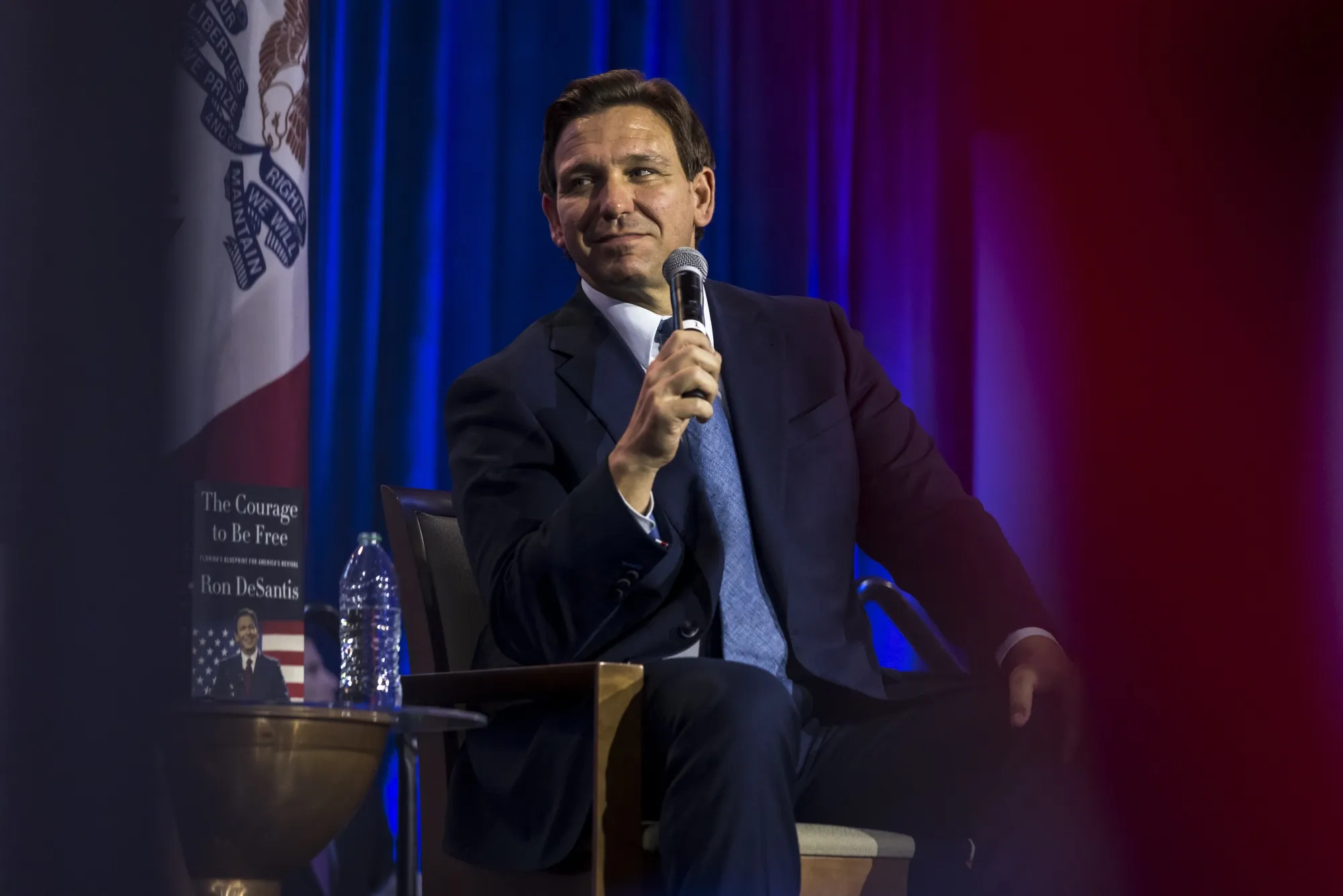 Ron DeSantis during a Freedom Blueprint event in Des Moines, Iowa, on March 10.