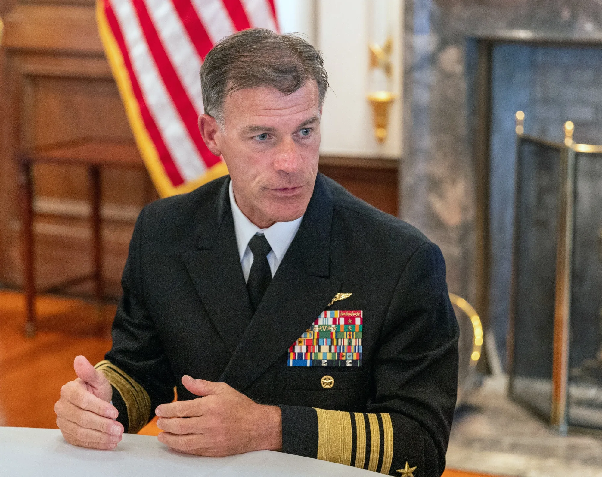 John Aquilino speaks in Tokyo on April 23.