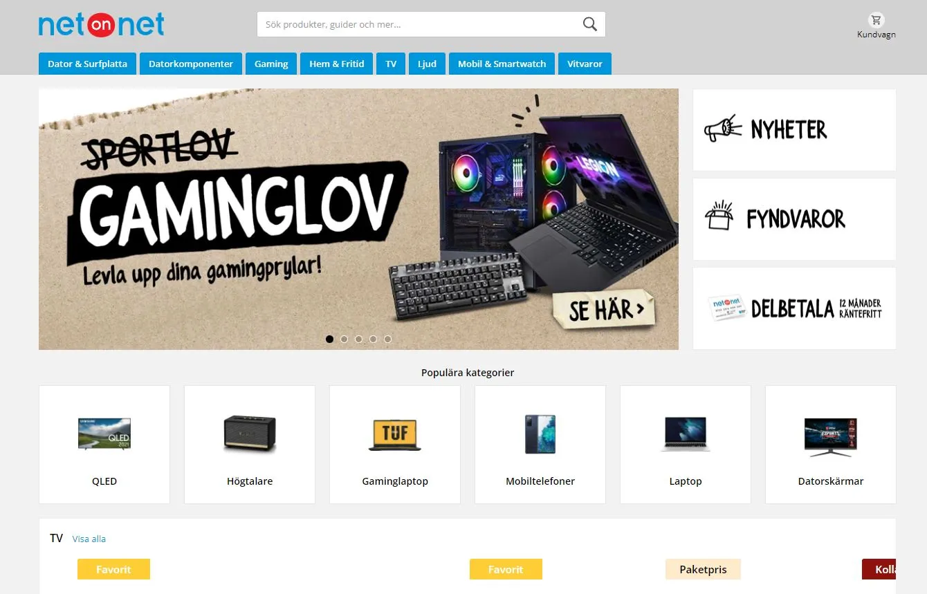 The NetOnNet website.