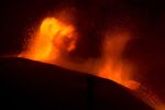 The Cumbre Vieja volcano spews lava on&nbsp;La Palma,&nbsp;on Oct.&nbsp;1.