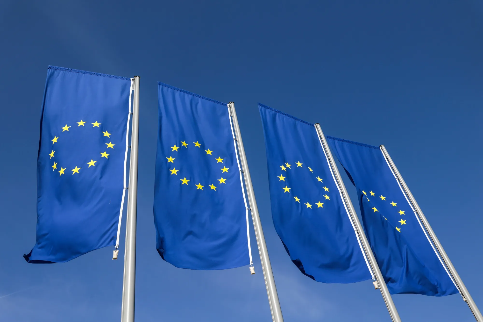 Flags of the European Union.