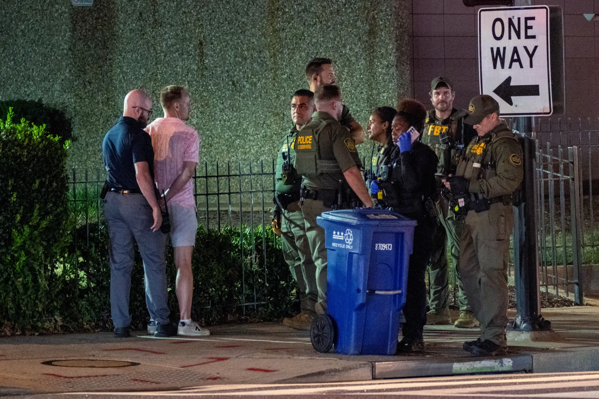 FBI and Border Patrol officers arrest Sean Dunn after allegedly assaulting law enforcement with a sandwich in Washington on Aug. 10.