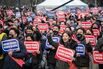 Demonstrators protest against a government plan to increase the number of seats at medical schools in Seoul, South Korea