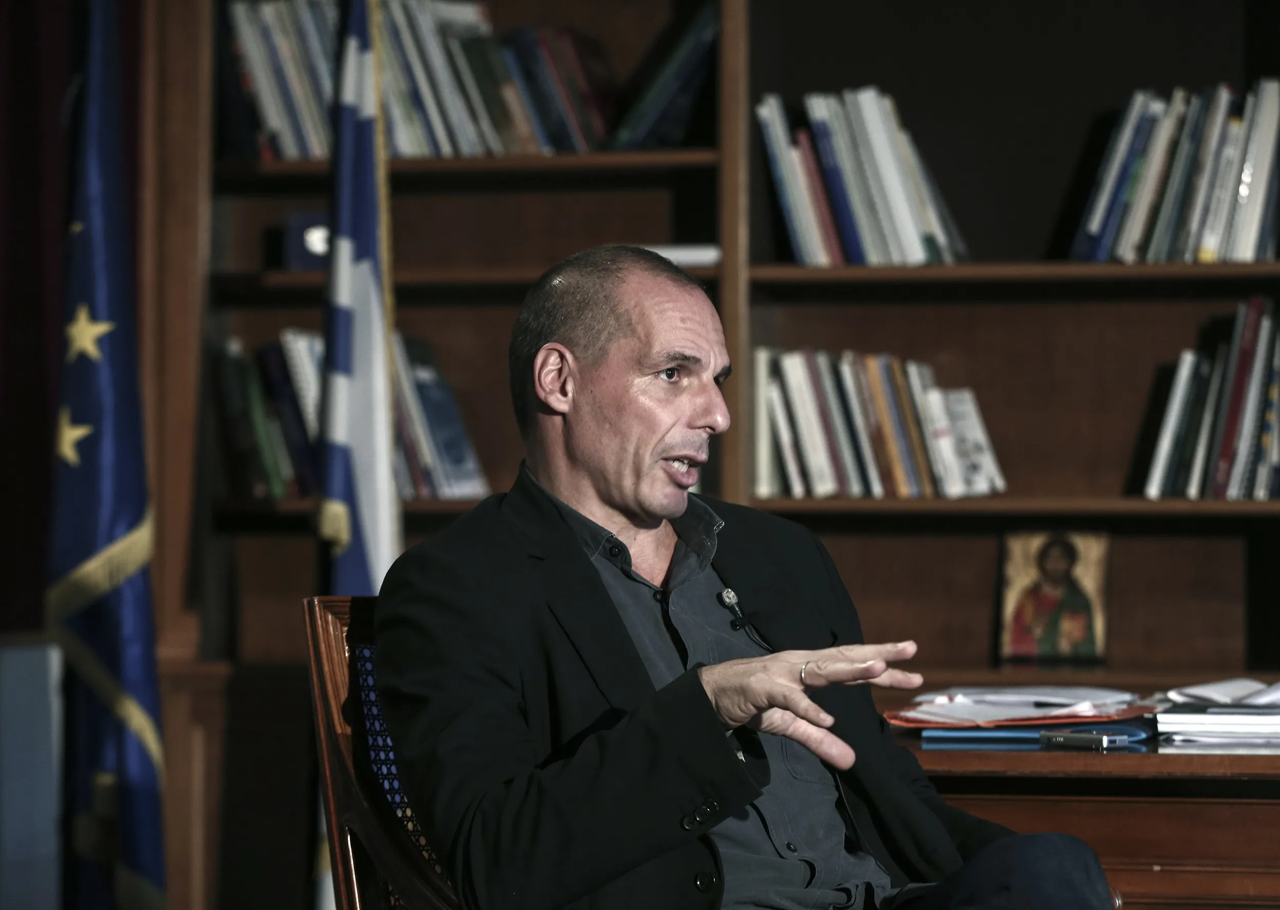 Yanis Varoufakis, Greece's finance minister, at his office in Athens on Feb. 25, 2015.
