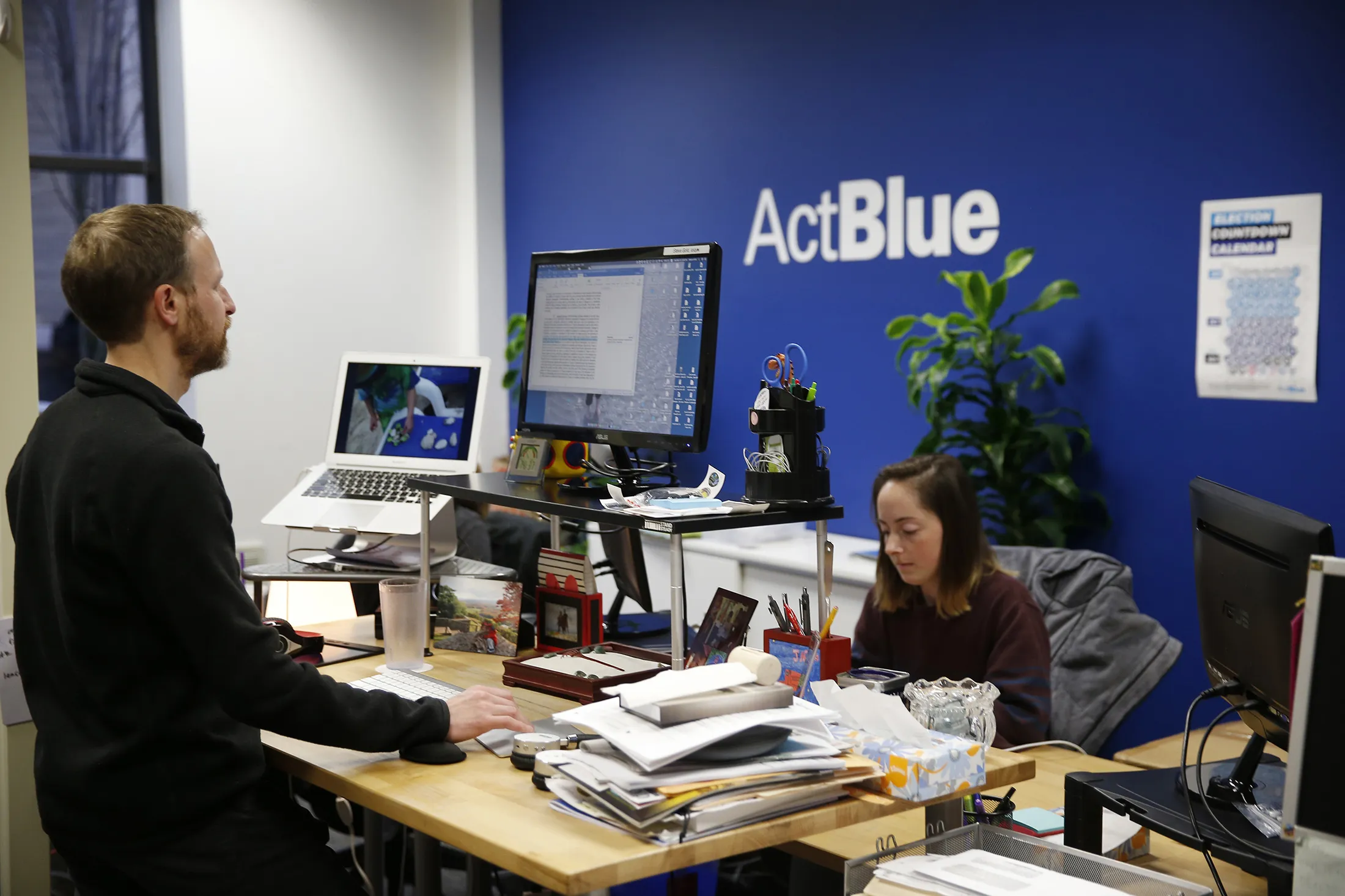 Employees work at ActBlue in Somerville, Massachusetts,&nbsp;in 2018.