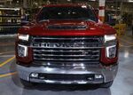 A 2020 Silverado HD pickup truck at the GM assembly plant in Flint, Michigan, in 2020. Owners of vehicles like this that weigh more than 6,000 pounds will face additional fees in Washington, D.C.&nbsp;