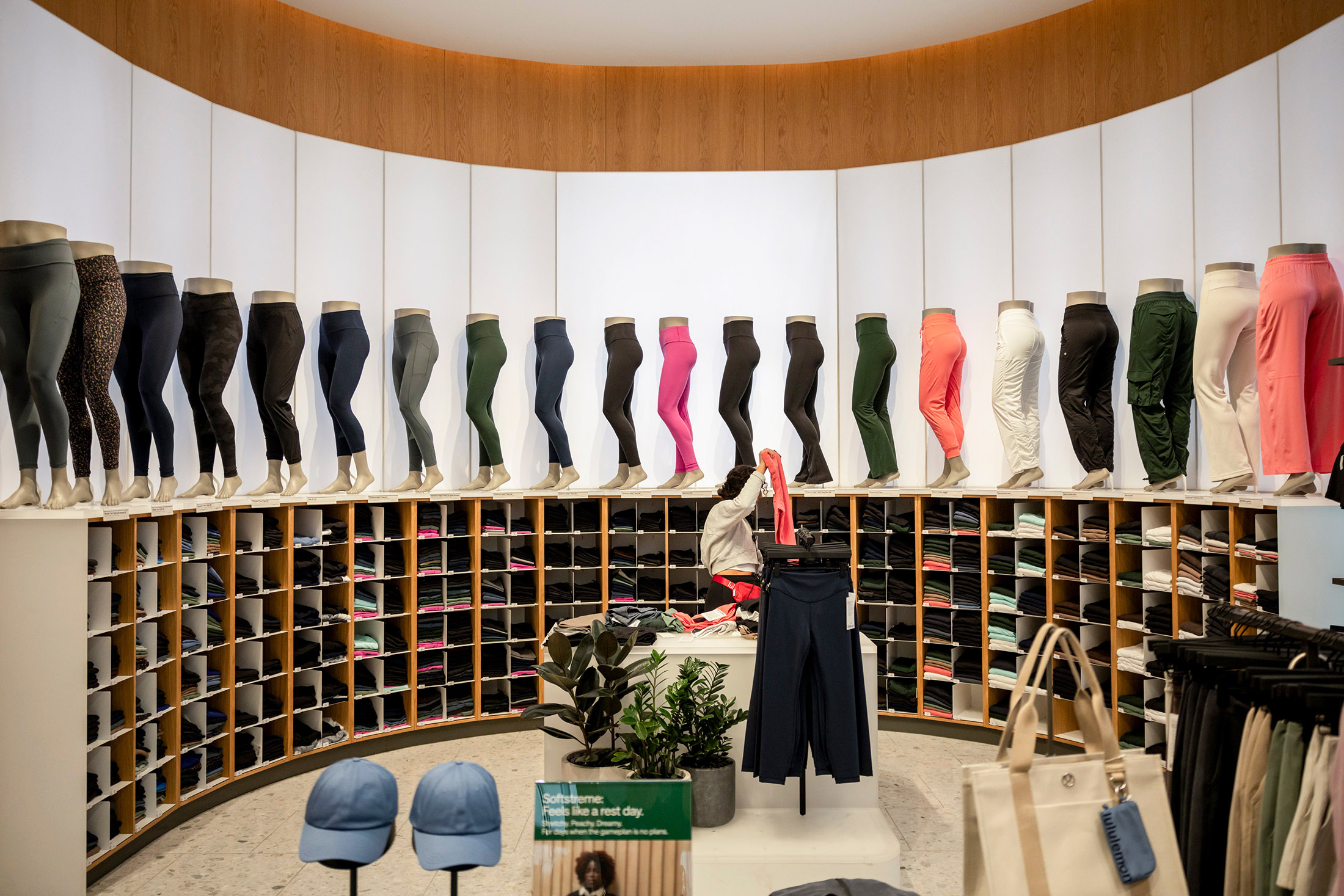 A wall of leggings at a Lululemon store in New York. Photographer: Yuki Iwamura/Bloomberg