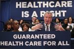 New York City Mayor Bill de Blasio speaking at Lincoln Hospital in the South Bronx on Tuesday.
