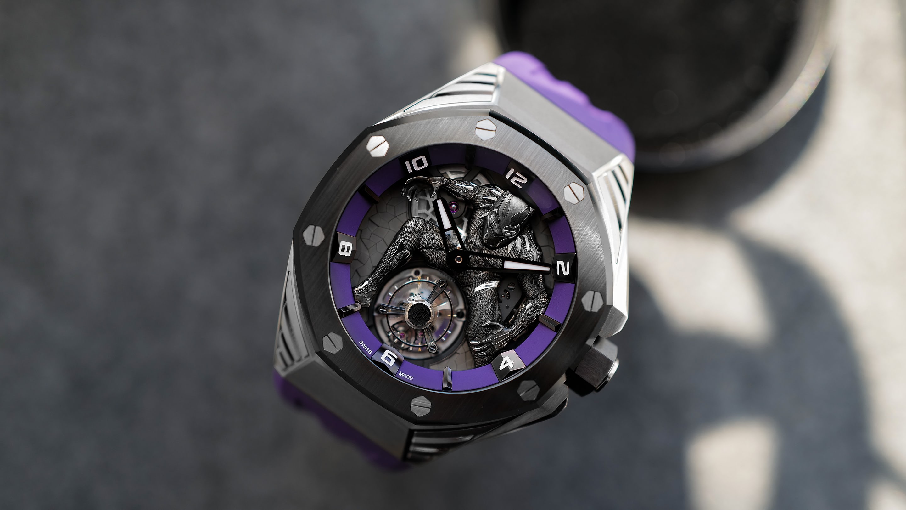 audemars piguet collaborates with marvel on black panther royal oak watch