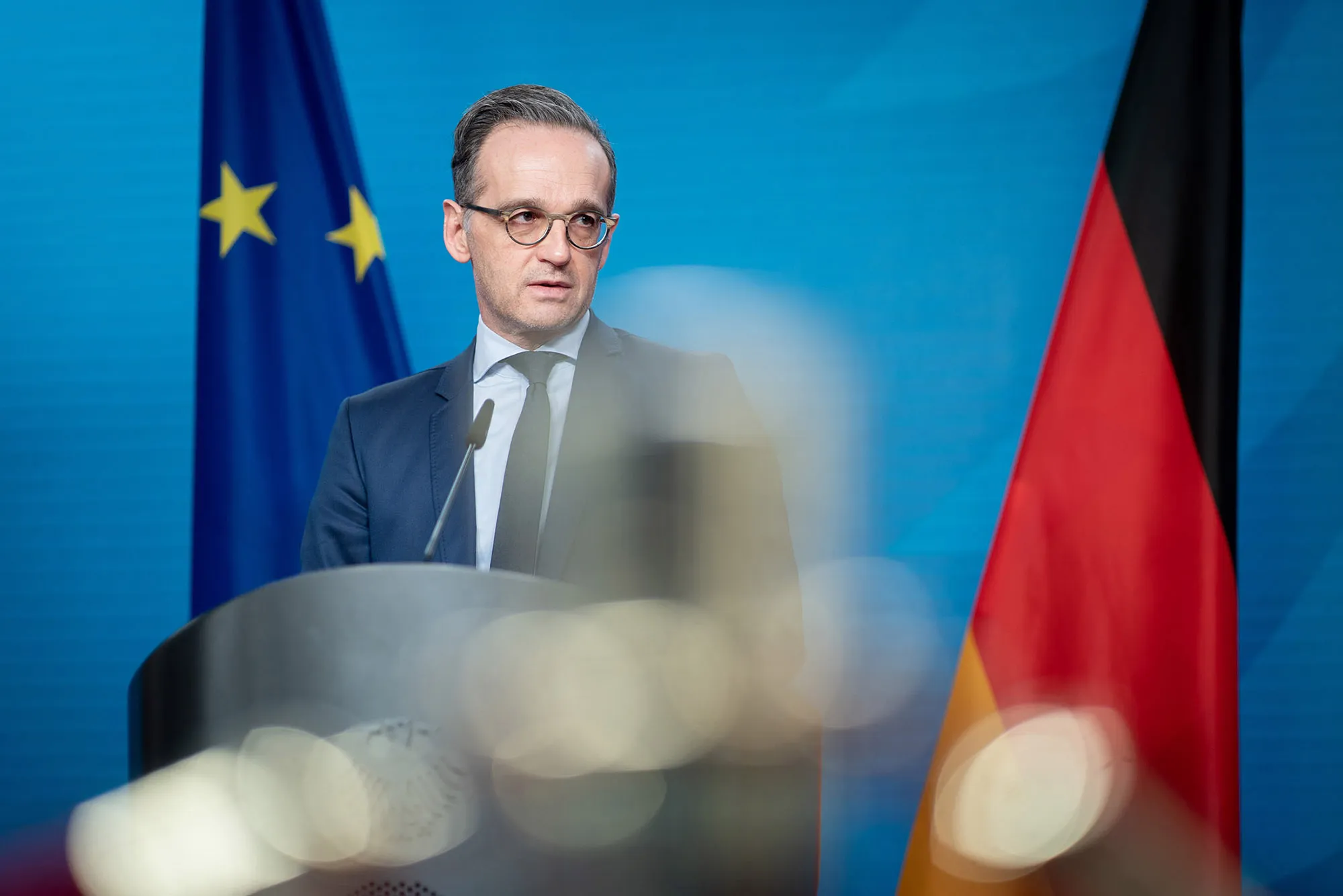 Heiko Maas during the virtual meeting of the foreign ministers of the member states of the nuclear agreement, Dec. 21.