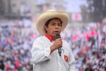 Pedro Castillo speaks during a campaign rally in Lima on May 27.