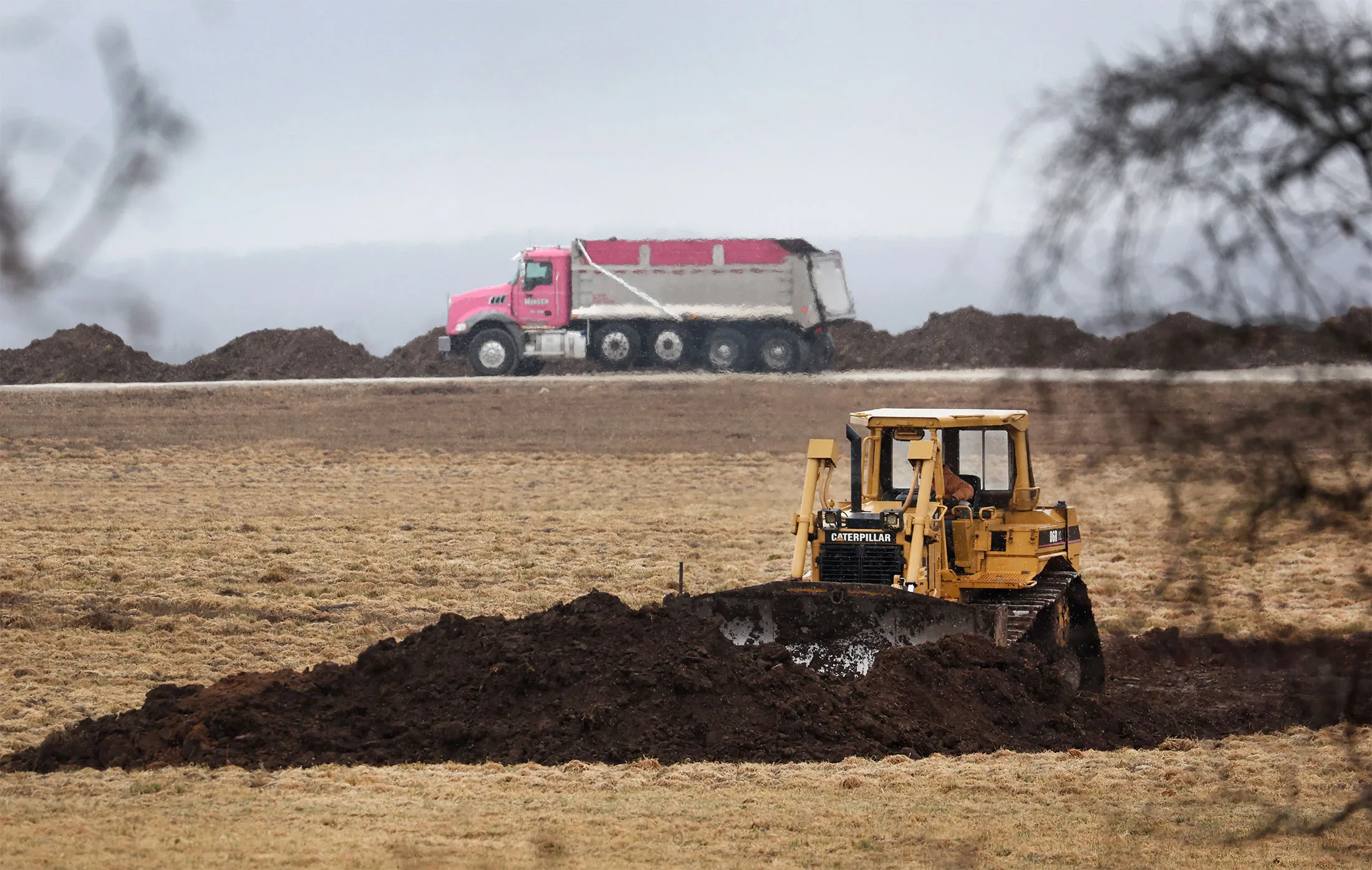 Land is prepared for the disposal of nearly 3 million chickens after avian influenza was recently discovered at a commercial egg operation near Palmyra, Wisconsin, on March 24, 2022.